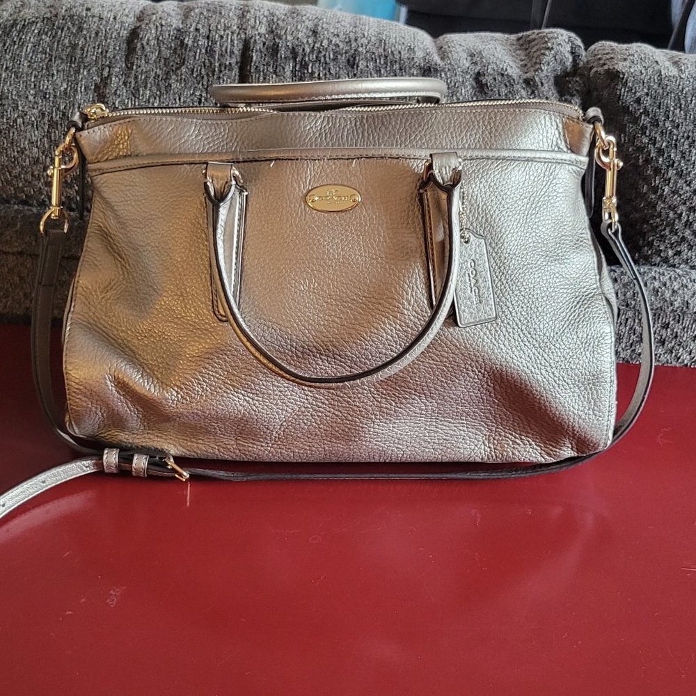 Coach Purse Silver Metallic